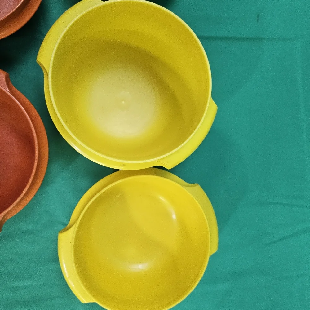 Vtg Tupperware Servalier Storage Bowls Yellow Orange Green 886-31 Lot 812-41 - Picture 6 of 16